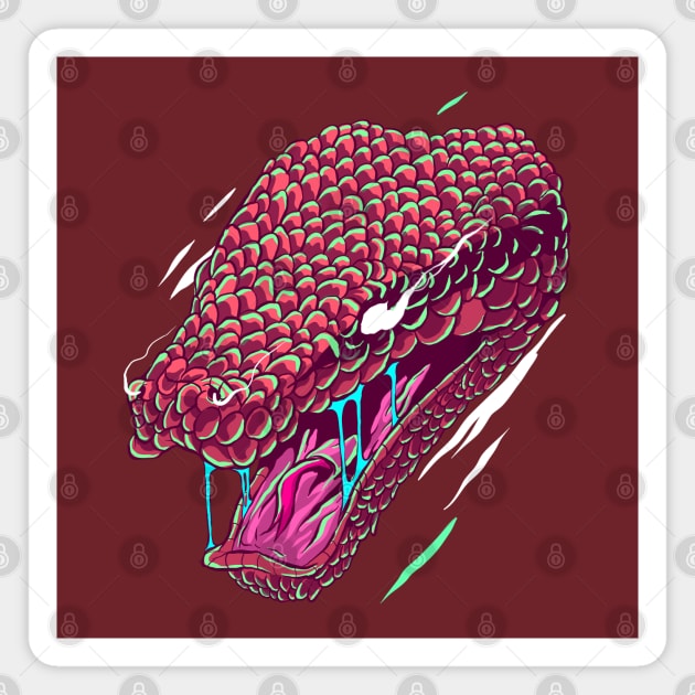 snake head illustration Magnet by Mako Design 